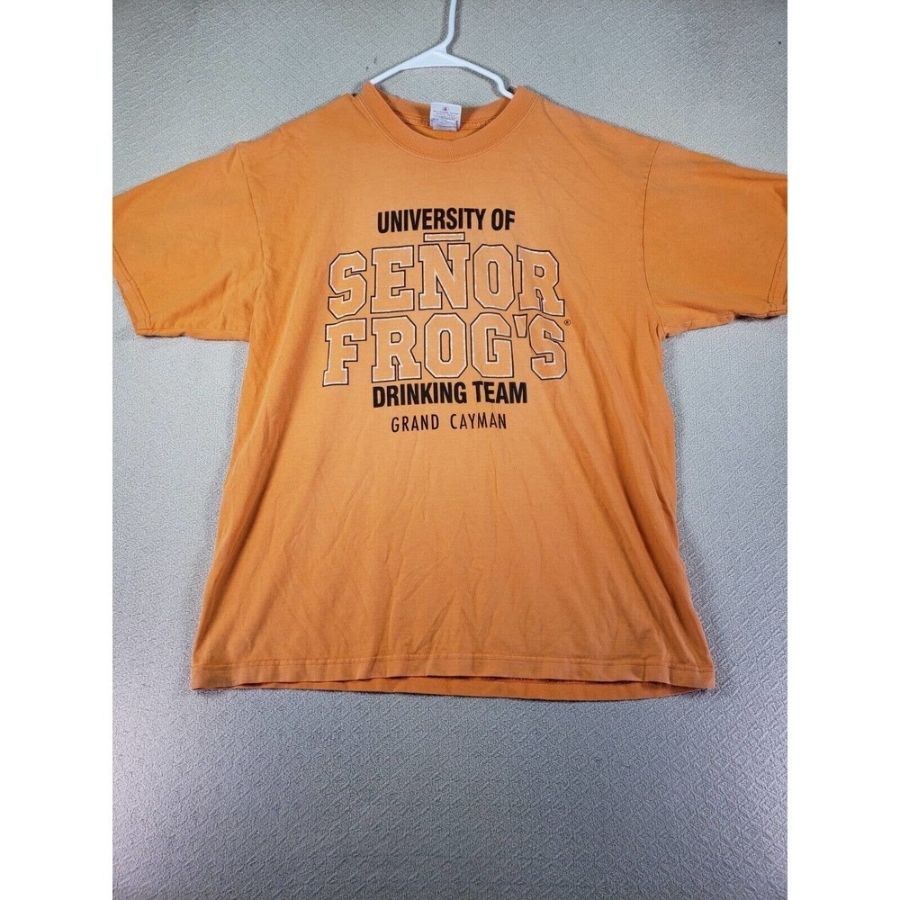 Senor Frog's T-Shirt Mens Medium Orange University Senor Frog's Drinking‎ Team